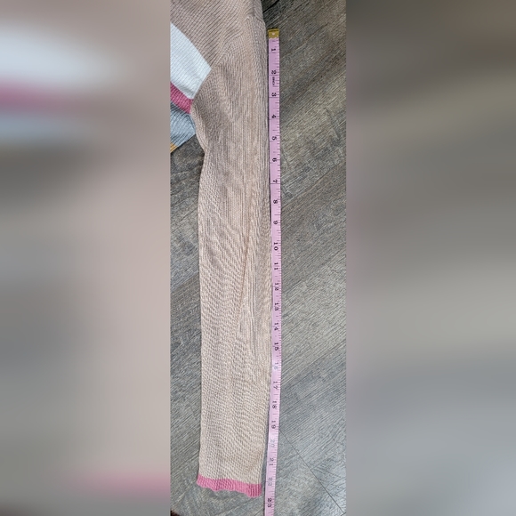 Fate Sweater Ribbed Women's S Yellow & Brown Heanly 1/4 Button Up Long-sleeved - Picture 12 of 12